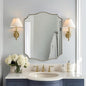 28x36 Inch Gold Scalloped Mirror, Bathroom Vanity Mirror with Stainless Steel Metal Frame, Anti-Rust, Shatterproof HD Glass, Unique Irregular Mirror for Bathroom, Bedroom, Living Room