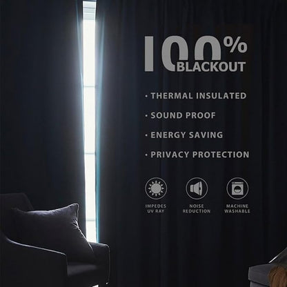 Joydeco 100% Total Blackout Curtains Custom Size for Bedroom Living Room Darkening Long Textured Drapes Thermal Insulated Back Tab & Rod Pocket 1 Panel(Light Grey,Custom Size)