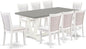 East West Furniture V097MZ001-9 9 Piece Modern Dining Table Set Includes a Rectangle Wooden Table with V-Legs and 8 Cream Linen Fabric Upholstered Parson Chairs, 40x72 Inch, Multi-Color