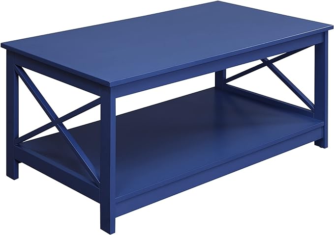Convenience Concepts Oxford Coffee Table with Shelf, Cobalt Blue