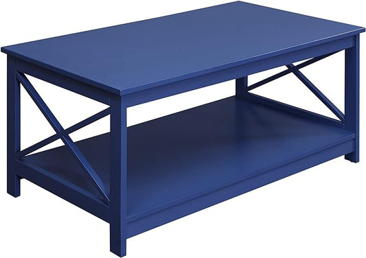 Convenience Concepts Oxford Coffee Table with Shelf, Cobalt Blue