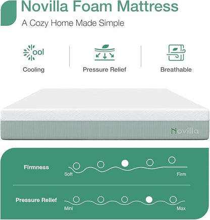 Novilla Full Mattress,10 Inch Gel Memory Foam Mattress for Suppotive &Pressure Relieving, Medium Firm Feel in a Box,Bliss