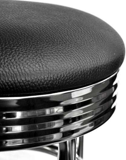 TRINITY Heavy Duty 30-Inch Backless Swivel Bar Stool for Kitchen, Garage, or Workshop, Chrome Finish with Faux Leather Seat, 1 Pack Pre-Assembled, Black