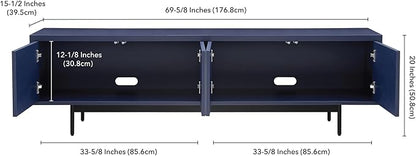 Henn&Hart Rectangular TV Stand for TV's up to 75" in Navy, for Home, Living Room, Bedroom, Entertainment Room, Office