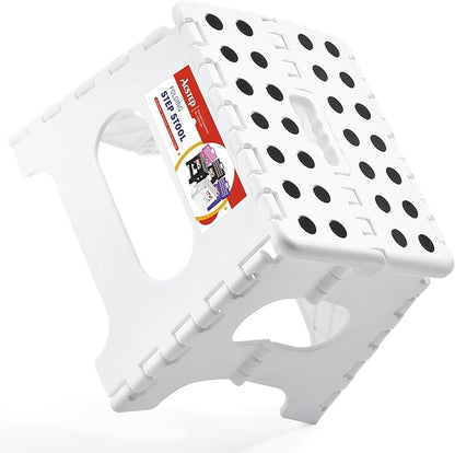 ACSTEP Folding Step Stool, 7.5 Inch Height, 300 lb Capacity, Collapsible, White, Suitable for Kitchen