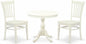 East West Furniture AMGR3-LWH-W 3 Piece Dinette Set for Small Spaces Contains a Round Kitchen Table with Pedestal and 2 Dining Room Chairs, 36x36 Inch, Linen White