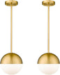 LMS 2-Pack Brushed Gold Pendant Lights, Modern Pendant Light with Milky Globe Glass Shade, Adjustable Hanging Lighting Rod for Kitchen Island Dining Room Bedroom, LMS-186BG2PK