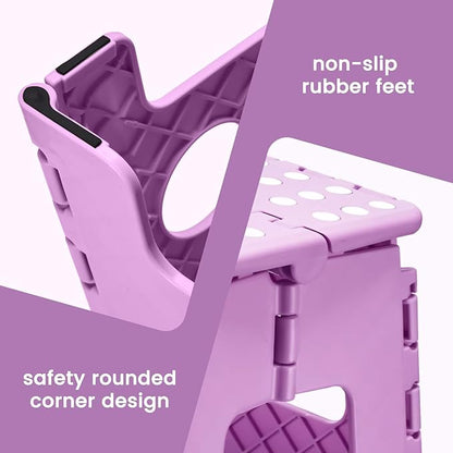 ACSTEP 13 Inch Folding Step Stool,Foldable Step Stools for Kids and Adults 300 LB Capacity, 300 LB Capacit Suitable for Kitchen Fishing (Light Purple)