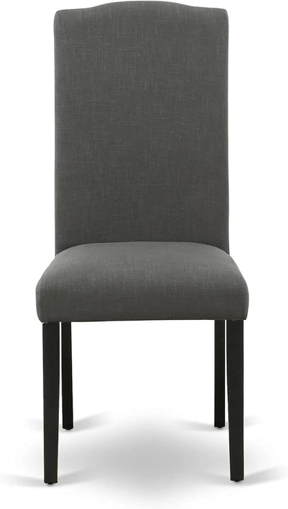 East West Furniture LGEN5-BLK-20 5 Piece Dinette Set Includes a Rectangle Dining Room Table with Butterfly Leaf and 4 Dark Gotham Linen Fabric Upholstered Chairs, 42x84 Inch, Black