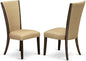 East West Furniture VEP7T03 Verona Parson Dining Chairs - Nailhead Trim Brown Linen Fabric Upholstered Chairs, Set of 2, Jacobean