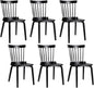 Unovivy Wood Dining Chairs Set of 6, Windsor Farmhouse Spindle Back, Widen Seat, Modern Mid-Century Country Style, for Living Room Restaurant, Black