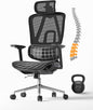 Ergonomic Office Chair with 3D Lumbar Support/Headrest/Armrest/, Mesh Executive Office Chair with Seat Depth & Height Adjustment, Big and Tall Desk Chair with 3-Gear Lock Recline for Long Hours