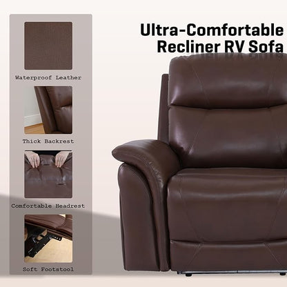 Nicbex PU Leather Power Wall Hugger Chair Double Reclining Sectional Sofa 2-Seater Loveseat Couch with Center Storage Console, USB Port, Cup Holders and Ambient LED Light for Living Room RV Theater