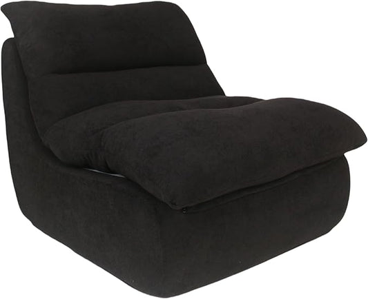Bean Bag Chair - Memory Foam Bean Bag Chair for Adults, Comfy High-Resilience Single Sofa, Small Space Floor Chair, Chaise Lounge for Living Room, Bedroom (Black, Cushions)
