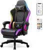 GTPLAYER Gaming Chair, RGB Gaming Chairs with LED Lights, Video Gaming Chair for Adults, Ergonomic Computer Gaming Chair with Linkage Armrest, Reclining Chair with Headrest (Without Massage, Black)