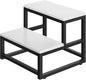 Wood and Metal 2 Step Stool for Adults & Kids – Heavy Duty Rustic Step Stools, 500 Lbs Capacity Non-Slip Stepping Stool for High Beds, Kitchen, Bathroom, Closet, Durable Foot Stool for Home Use,White
