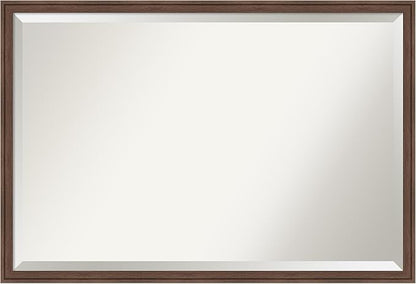 Amanti Art Brown Bathroom Mirror for Over Sink, 26x38 Florence Medium Brown Rectangle Vanity Mirror, Large Casual Frame, Hangs Horizonally and Vertically, Bathroom Wall Decor, Beveled Edge