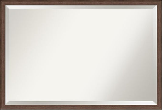 Amanti Art Brown Bathroom Mirror for Over Sink, 26x38 Florence Medium Brown Rectangle Vanity Mirror, Large Casual Frame, Hangs Horizonally and Vertically, Bathroom Wall Decor, Beveled Edge
