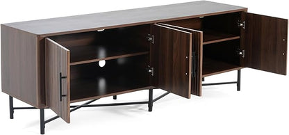 Christopher Knight Home Saral Modern 66 Inch TV Stand for TV up to 70 inch, TV Entertainment Center with Storage Adjustable Shelf, Wooden TV Console Table with Storage for Living Room, Chestnut Brown