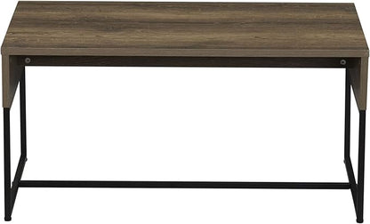 Household Essentials Wrap Rectangular Coffee Table Ashwood Rustic Wood Grain and Black Metal