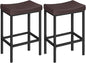 HOOBRO Bar Chairs, Set of 2 Counter Height Saddle Stools with Curved Surface, 24.8 Inches, 2.4" Thick Upholstery, for Kitchen and Dining Room, Brown and Black BC10BY01