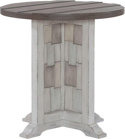 Liberty Furniture River Place Living Room Round Chairside Table - Riverstone White & Tobacco