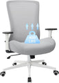 Office Chair, Mesh Desk Chair Executive Computer Chair, 400lbs Big and Tall Office Chair for Heavy People, Home Office Desk Chair with Lumbar Support ＆Adjustable Height, White