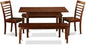 East West Furniture NOML5C-MAH-W 5 Piece Dining Table Set for 4 Includes a Rectangle Kitchen Table with Butterfly Leaf and 2 Dining Room Chairs with 2 Benches, 32x54 Inch, Mahogany