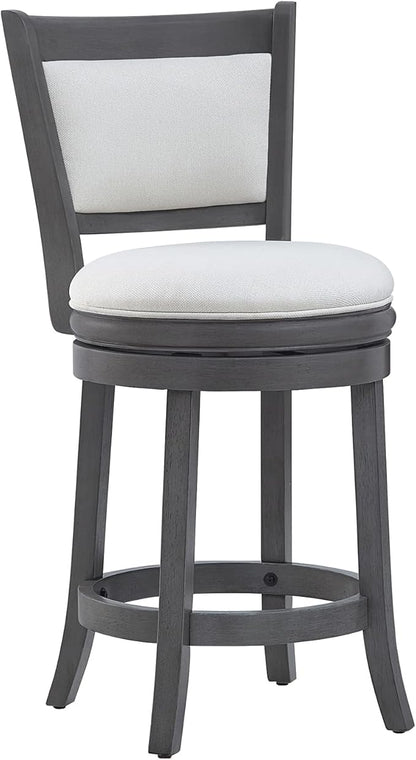 Ball & Cast Upholstered Swivel Counter Stools Kitchen Bar Stools 24" Seat Height Wooden Stool Chair, Cream White Set of 1