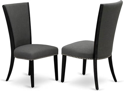 East West Furniture V626VE650-6 6 Piece Kitchen Table Set Contains a Rectangle Dining Table with V-Legs and 4 Dark Gotham Linen Fabric Parson Chairs with a Bench, 36x60 Inch, Multi-Color