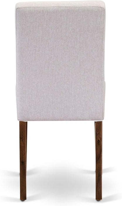 East West Furniture ANAS5-AWA-08 5 Piece Mid Century Dining Table Set Consists A Kitchen Table and 4 Mist Beige Polyester Fabric Dining Chairs, Antique Walnut