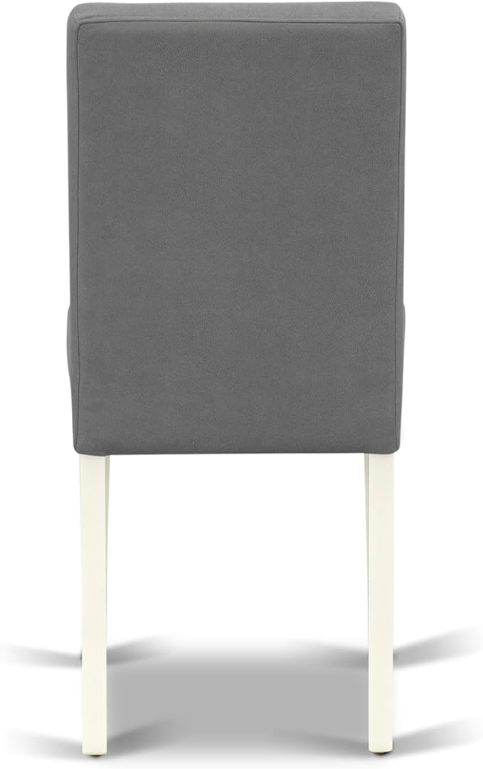 East West Furniture DLAS3-WHI-41 3 Piece Dining Table Set consists A Wooden Table and 2 Platinum Gray Polyester Fabric Kitchen Chairs with Stylish Back- Linen White Finish
