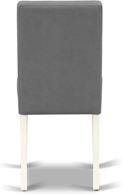 East West Furniture ANAS5-LWH-41 5 Piece Dining Table Set contain A Dinner Table and 4 Platinum Gray Polyester Fabric Kitchen Chairs with Stylish Back- Linen White Finish
