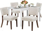 COLAMY 60 Inch Rectangular Kitchen Dining Table for 4, Modern Farmhouse Dining Table Set for 4, Wood Dining Table and Kitchen Dining Chairs for Dining Room, Restaurant, White/Beige