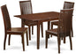 East West Furniture PSIP5-MAH-W 5 Piece Dinette Set for 4 Includes a Rectangle Dining Room Table with Butterfly Leaf and 4 Dining Chairs, 32x60 Inch, Mahogany