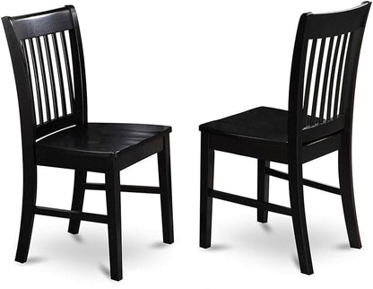 East West Furniture SHNO3-BLK-W 3 Piece Dining Room Furniture Set Contains a Round Dining Table with Pedestal and 2 Wood Seat Chairs, 42x42 Inch, Black