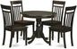 East West Furniture ANCA5-CAP-W 5 Piece Dining Set Includes a Round Dining Room Table with Pedestal and 4 Wood Seat Chairs, 36x36 Inch, Cappuccino