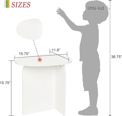 AWASEN White Side Table, Small Triangle End Table Living Room, Modern Accent Table with Unique Tabletop, Mini Bedside Table for Small Spaces, White