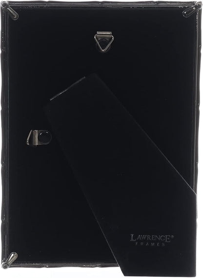 Lawrence Frames 5x7 Black Polished Metal Picture Frame with Bamboo Design