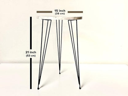 PAK HOME - Set of 2 End Table - White Marble Look Round Wood Sofa Side Coffee Tables for Small Spaces, Nightstand Bedside Table for Small Spaces
