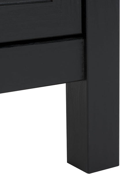 SAFAVIEH Evane TV Stand for up to 65" Flatscreen – Black & Natural, 2 Doors with Interior Storage, 2 Open Shelves, Entertainment Media Console (MED9629B)
