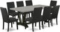 East West Furniture V697DR124-9 9 Piece Dining Table Set Includes a Rectangle Dining Room Table with V-Legs and 8 Black Color Linen Fabric Upholstered Chairs, 40x72 Inch, Multi-Color