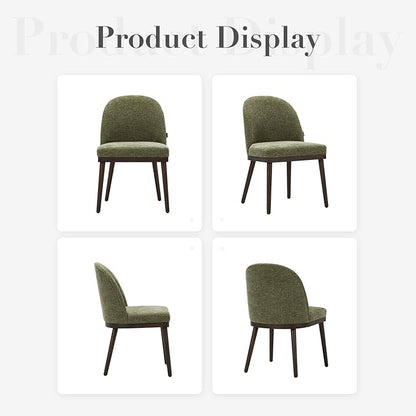 COLAMY Upholstered Dining Chairs Set of 6, Large Dining Room Kitchen Chairs with High Back and Deep Seat, Modern Fabric Dinner Chairs with Wood Legs, Green