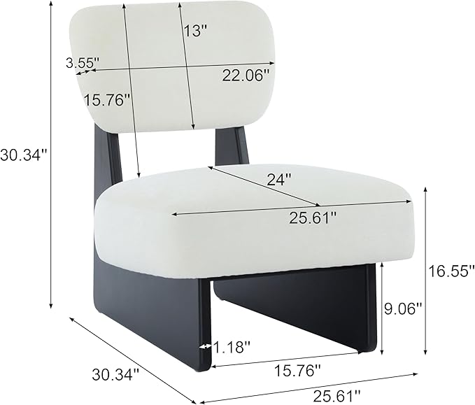 Christopher Knight Home Mores Low Profile Accent Chair Set of 2, Modern Living Room Armless Lounge Chair, Fabric Comfy Reading Chair for Bedroom, Wooden Frame and Thick Padded Seat, Black+White