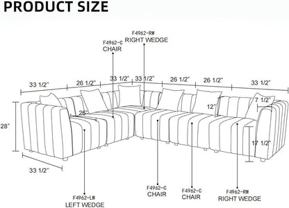 Sectional Couches for Living Room, Loveseat Sofa Comfy Cloud Couch with Deep Seats, Lounge Modern Living Room Furniture for Bedroom & Office, White