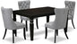 East West Furniture LGDA5-BLK-27 5 Piece Dining Table Set Includes a Rectangle Wooden Table with Butterfly Leaf and 4 Polyester Fabric Parson Chairs, 42x84 Inch, Black