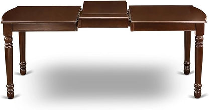 East West Furniture DODA5-MAH-13 5 Piece Dinette Set Includes a Rectangle Dining Table with Butterfly Leaf and 4 Polyester Fabric Upholstered Chairs, 42x78 Inch, Mahogany