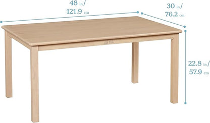 ECR4Kids 30in x 48in Rectangular Hardwood Table with 22in Legs, Kids Furniture, Antique White