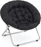 MoNiBloom Round Folding Saucer Chair for Bedroom Living Room Dorm Foldable Metal Frame Comfy Soft Lounge Lazy Cozy Moon Chair for Teens (Black)