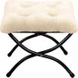 HollyHOME 15"(H) Folding Footrest Stool, Upholstered Small Foldable Ottoman, Accent Padded Sofa Foot Stool for Lazy Chair, Metal Frame Portable Foot Rest Ottoman for Home, Living Room, Bedroom, Beige